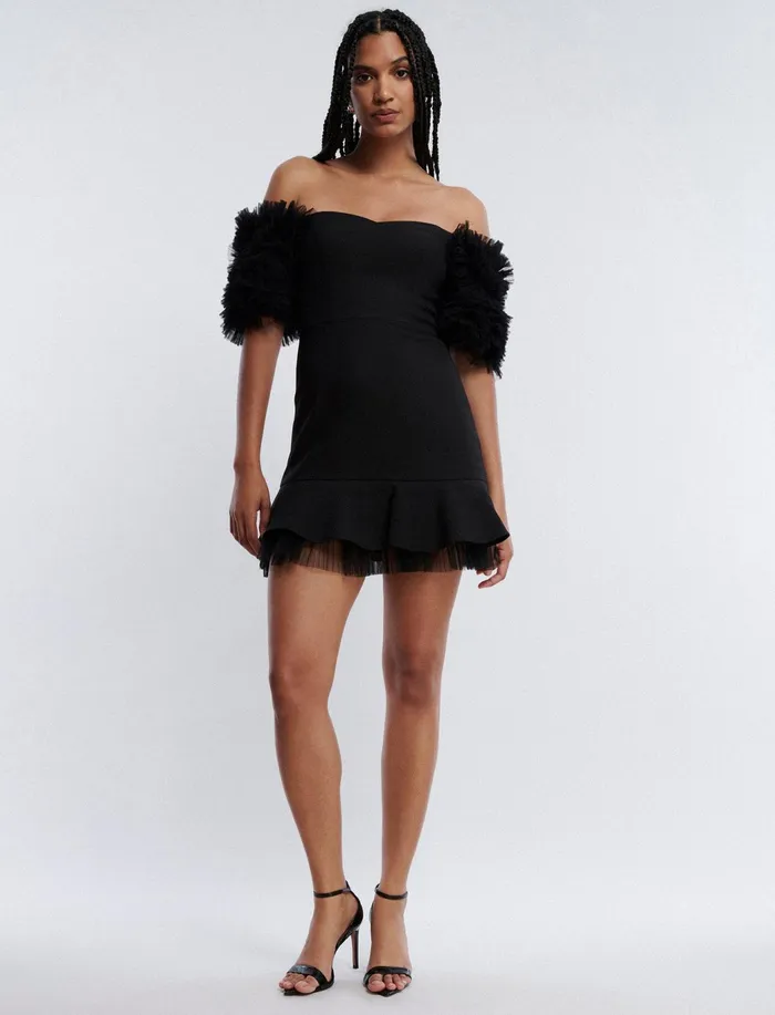 Women Cocktail and Party Dresses BCBG Black Harlowe Mini Dress Black