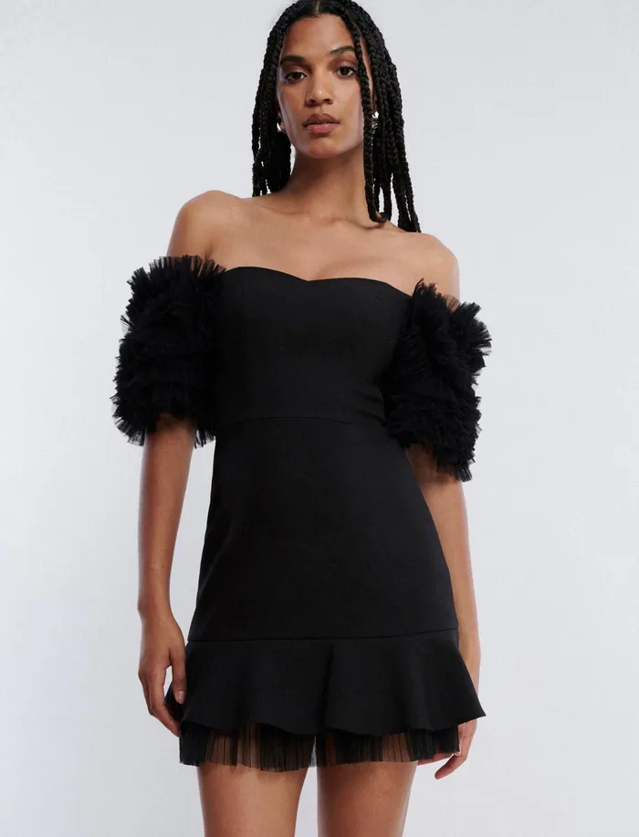 Women Cocktail and Party Dresses BCBG Black Harlowe Mini Dress Black