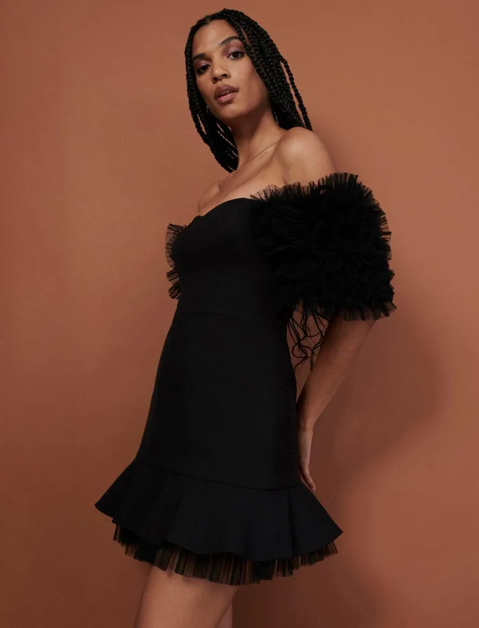 Women Cocktail and Party Dresses BCBG Black Harlowe Mini Dress Black