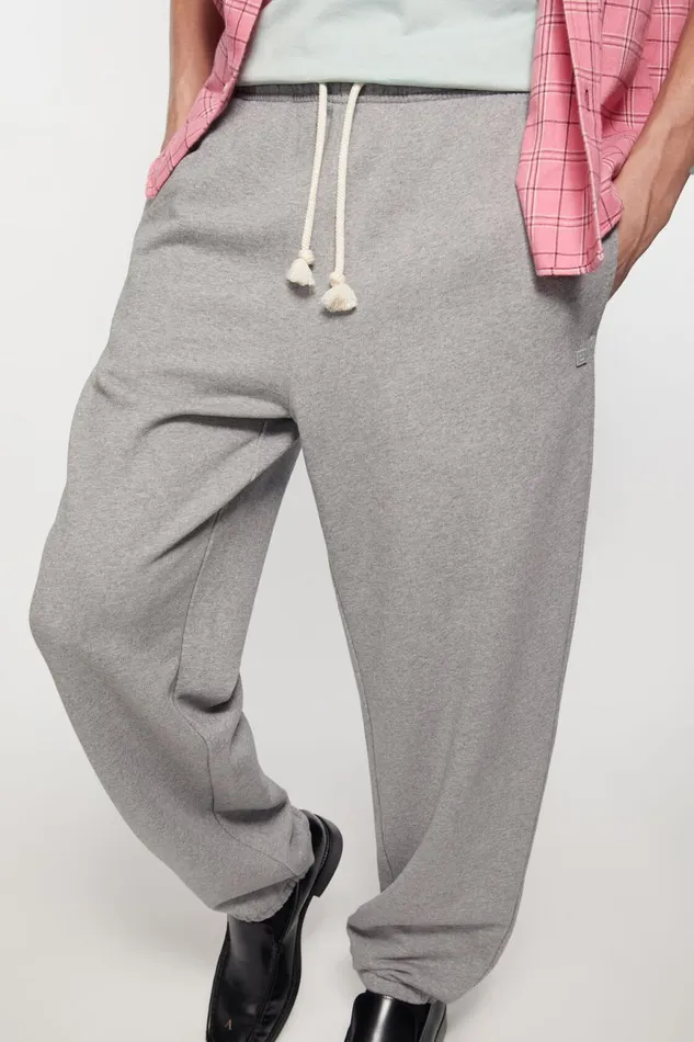 Women Cotton Sweatpants Light Grey Melange Acne Studios Trousers
