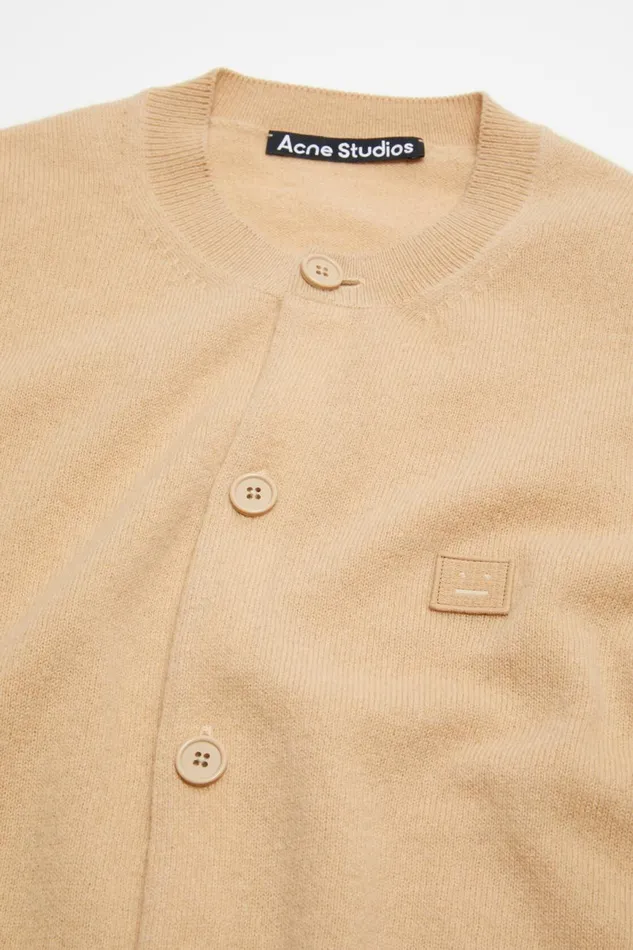 Women Crew Neck Cardigan Biscuit Beige Acne Studios Knitwear