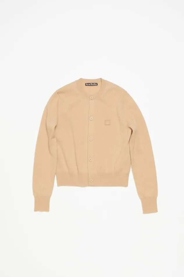 Women Crew Neck Cardigan Biscuit Beige Acne Studios Knitwear