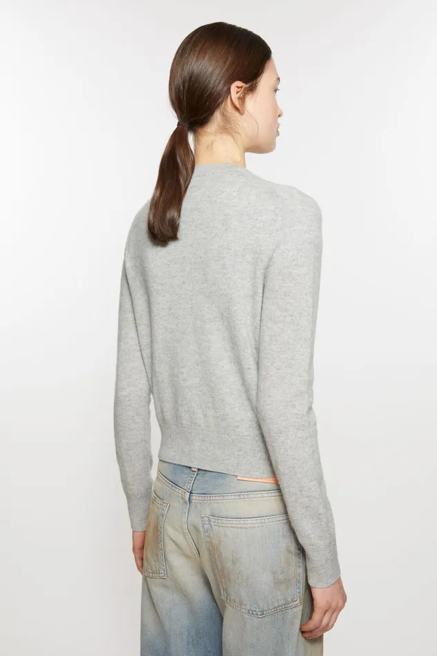Women Crew Neck Cardigan Light Grey Melange Acne Studios Knitwear