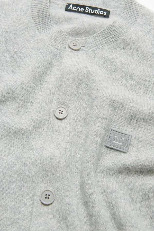 Women Crew Neck Cardigan Light Grey Melange Acne Studios Knitwear