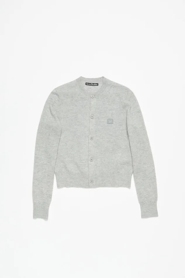 Women Crew Neck Cardigan Light Grey Melange Acne Studios Knitwear
