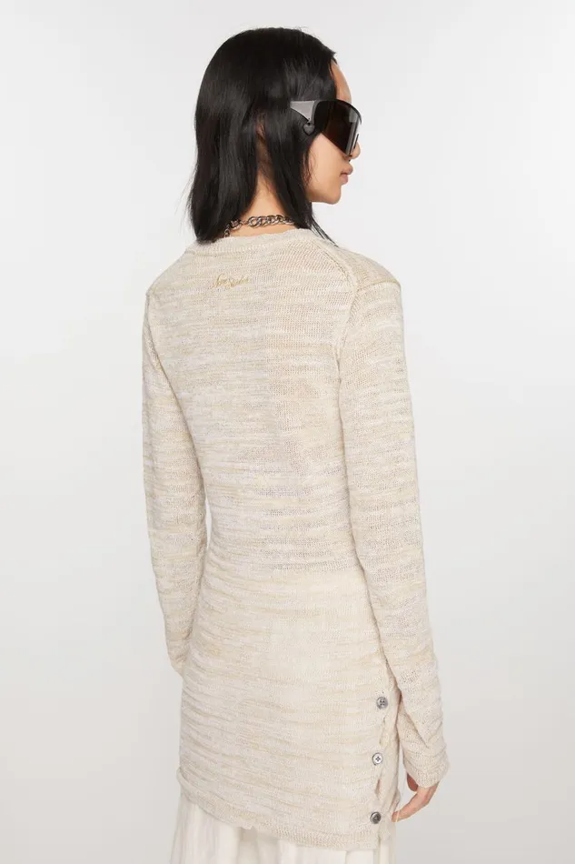 Women Crew Neck Knit Top Off White Acne Studios Knitwear