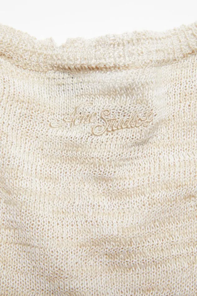 Women Crew Neck Knit Top Off White Acne Studios Knitwear
