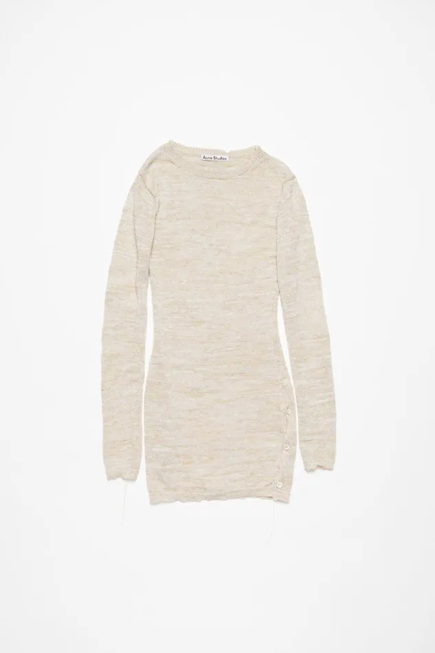 Women Crew Neck Knit Top Off White Acne Studios Knitwear