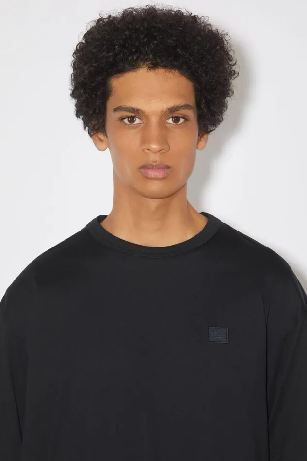 Women Crew Neck Tshirt Relaxed Fit Black Acne Studios Tshirts