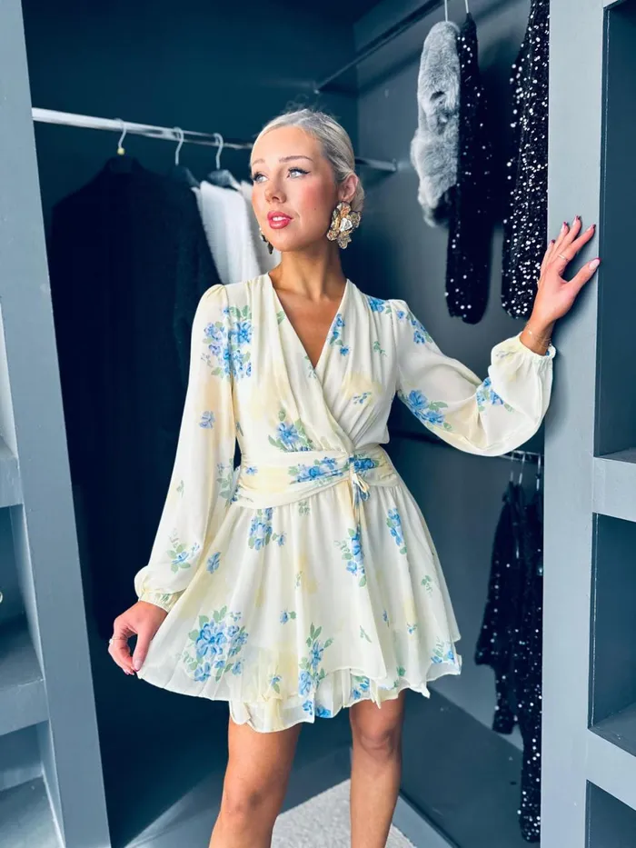 Women Day Dress Canella Lane Angie Frill Detail Mini Dress Lemon