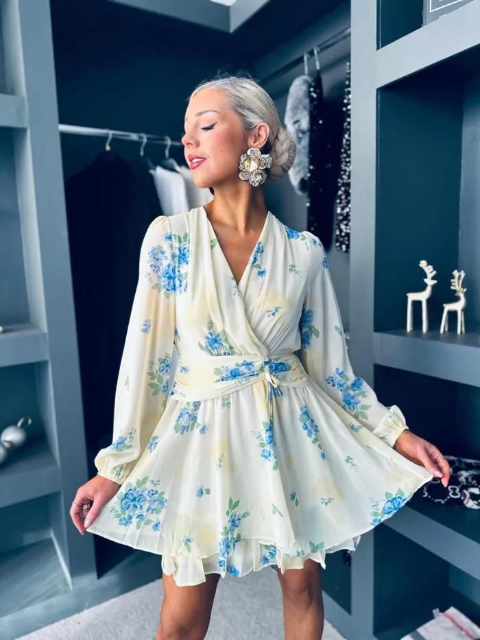 Women Day Dress Canella Lane Angie Frill Detail Mini Dress Lemon