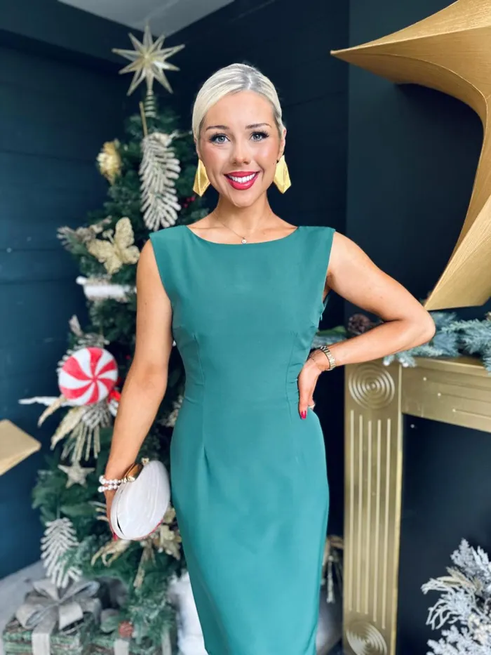 Women Day Dress Canella Lane Hilda Scoup Back Midi Dress Green