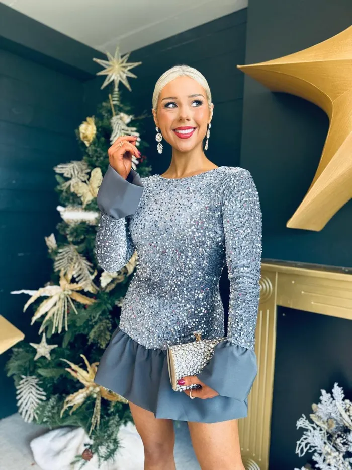 Women Day Dress Canella Lane Pepper Sequin Mini Dress Grey Grey