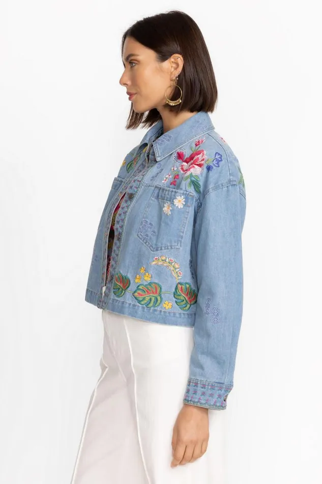 Women Denim Johnny Was JEANETTE CROPPED DENIM JACKET Denim Blue