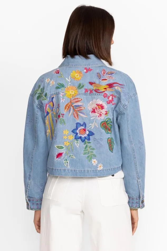 Women Denim Johnny Was JEANETTE CROPPED DENIM JACKET Denim Blue
