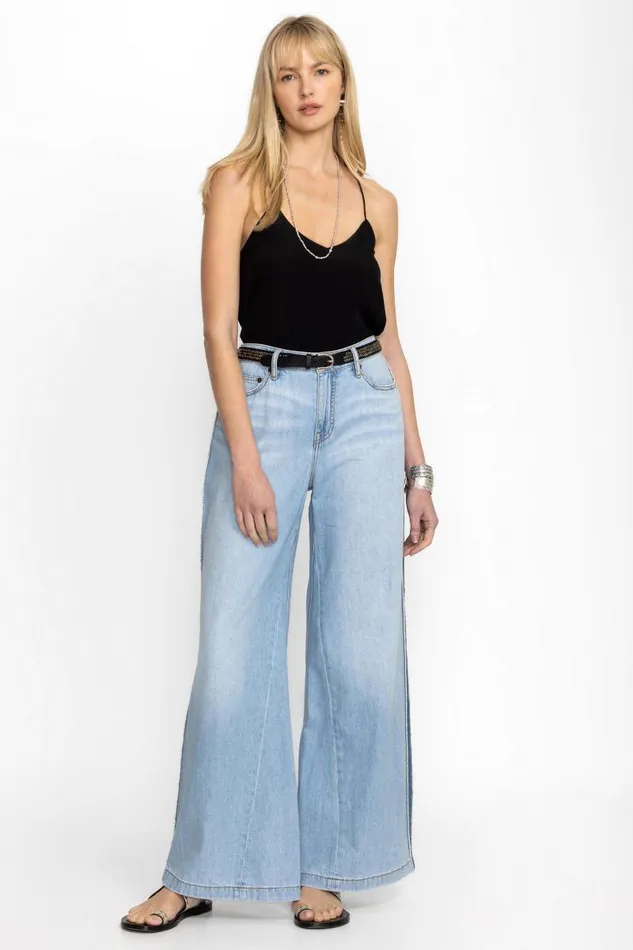 Women Denim Johnny Was MELANIE BLANKET STITCH WIDE LEG JEAN Light Wash Women Denim Johnny Was MELANIE BLANKET STITCH WIDE LEG JEAN Light Wash