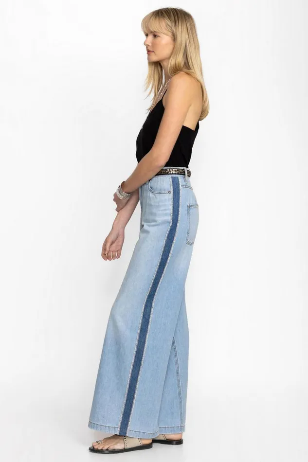 Women Denim Johnny Was MELANIE BLANKET STITCH WIDE LEG JEAN Light Wash Women Denim Johnny Was MELANIE BLANKET STITCH WIDE LEG JEAN Light Wash