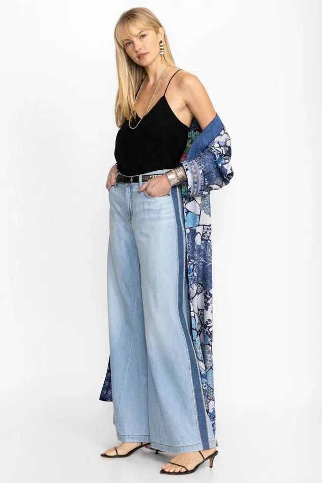 Women Denim Johnny Was MELANIE BLANKET STITCH WIDE LEG JEAN Light Wash Women Denim Johnny Was MELANIE BLANKET STITCH WIDE LEG JEAN Light Wash