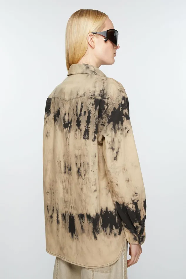 Women Denim Shirt 8211 Relaxed Fit Blackbeige Acne Studios Shirts and Blouses