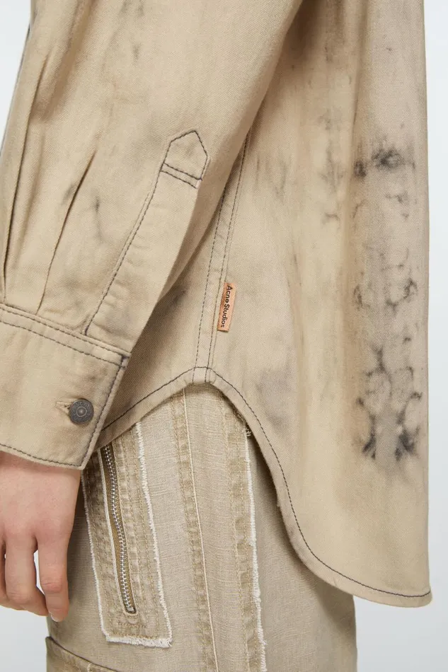 Women Denim Shirt 8211 Relaxed Fit Blackbeige Acne Studios Shirts and Blouses