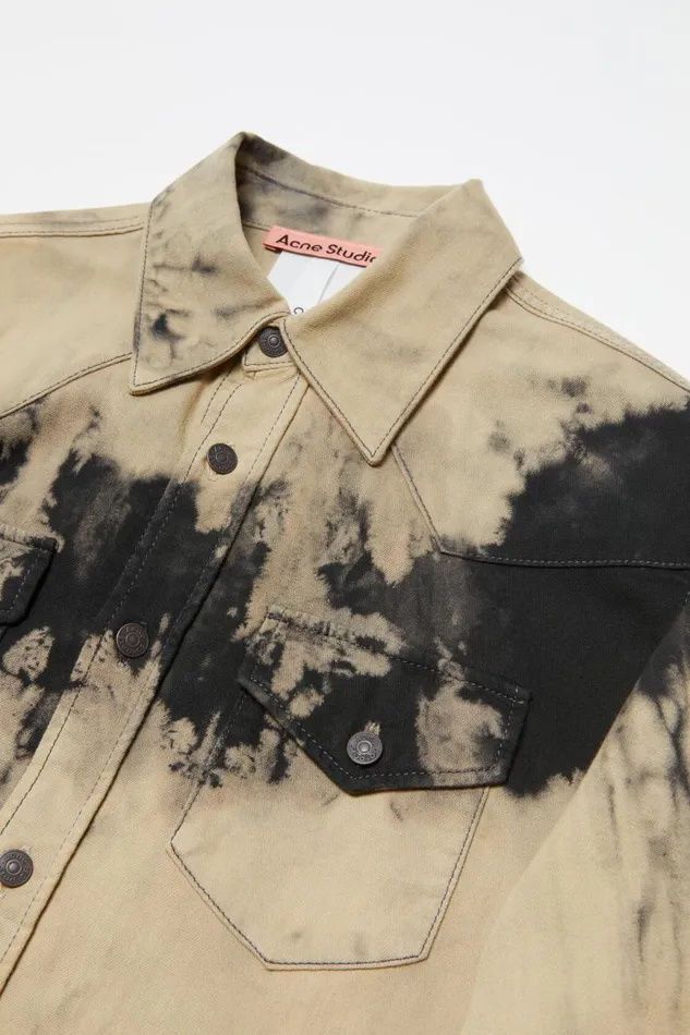 Women Denim Shirt 8211 Relaxed Fit Blackbeige Acne Studios Shirts and Blouses