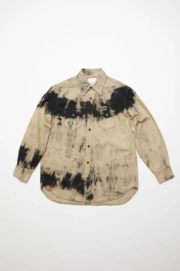 Women Denim Shirt 8211 Relaxed Fit Blackbeige Acne Studios Shirts and Blouses