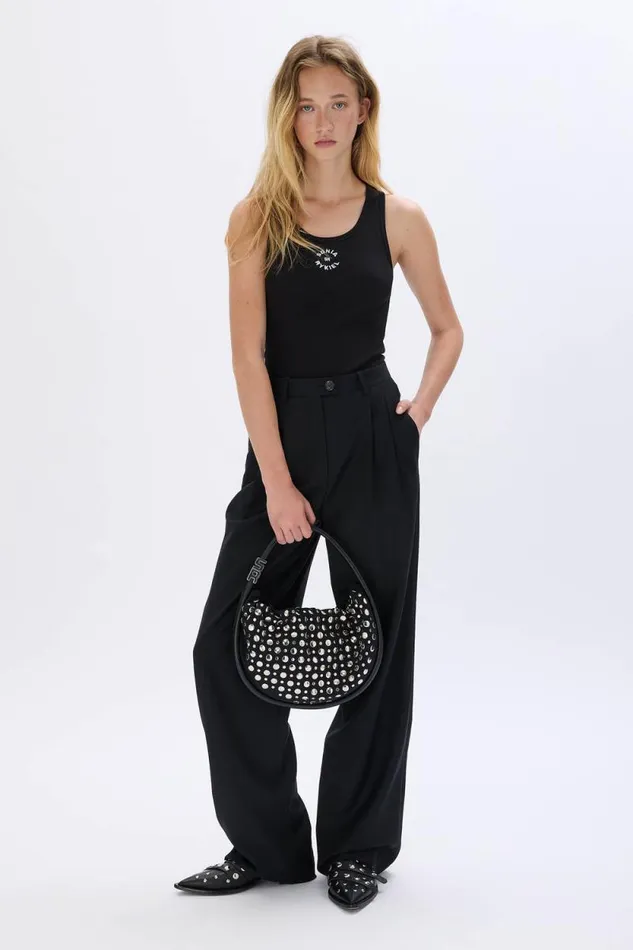 Women Domino Medium Bag In Nylon And Studs Black Black Sonia Rykiel Le Domino