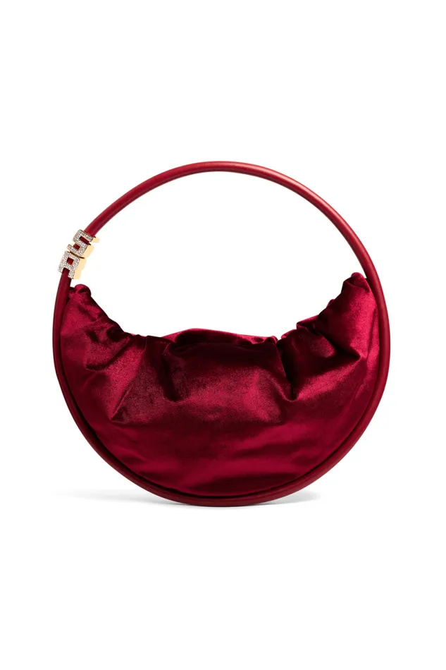 Women Domino Medium Velvet Bag Claret Red Sonia Rykiel Le Domino