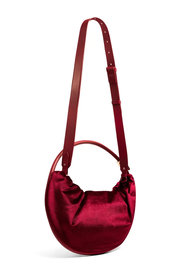 Women Domino Medium Velvet Bag Claret Red Sonia Rykiel Le Domino