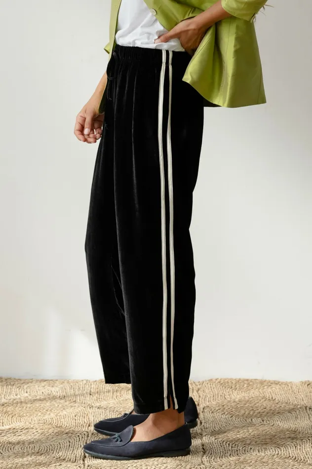 Women DONNI Bottoms The Velvet Stripe Crop Pant