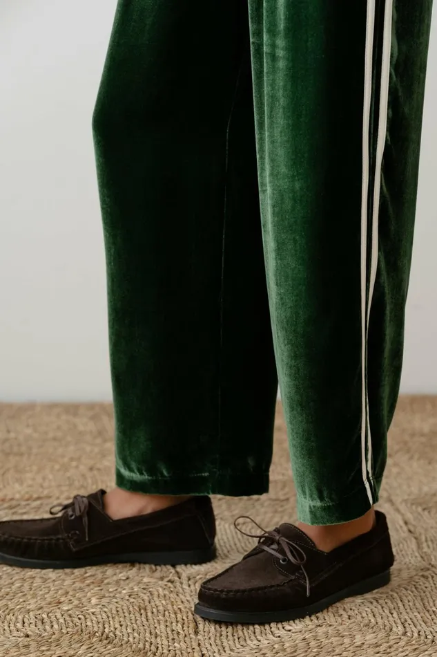 Women DONNI Bottoms The Velvet Stripe Crop Pant