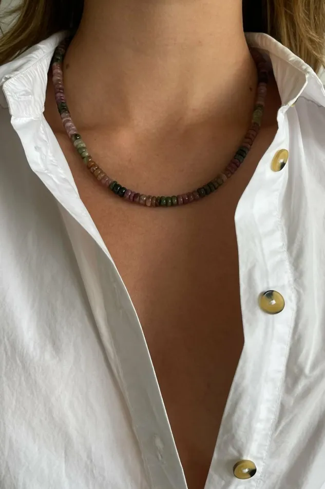 Women DONNI Jewelry Watermelon Tourmaline Rondelle Necklace