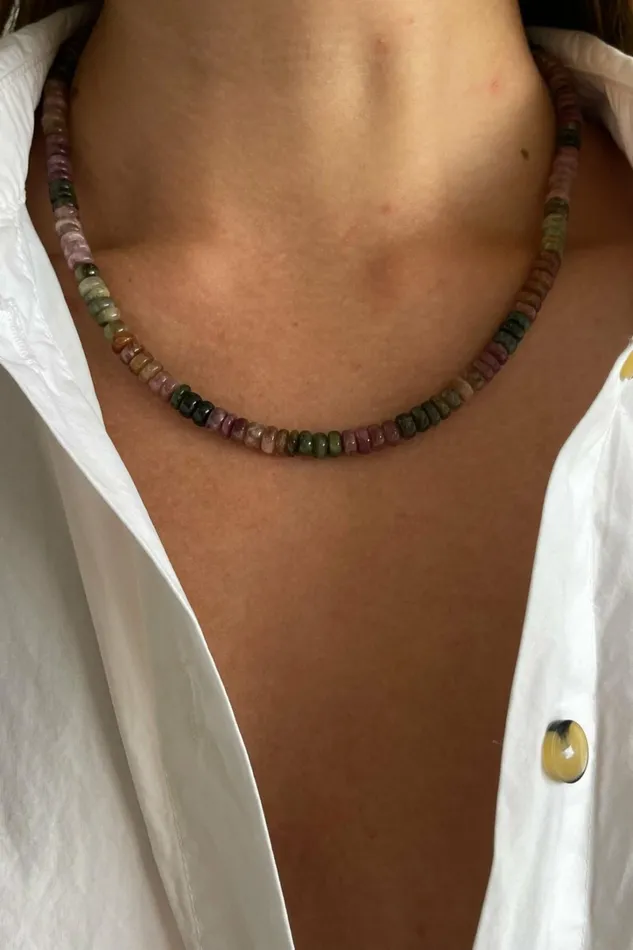 Women DONNI Jewelry Watermelon Tourmaline Rondelle Necklace