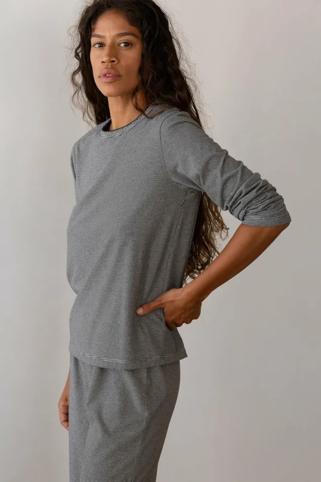 Women DONNI Tops The Jersey Stripe Long Sleeve