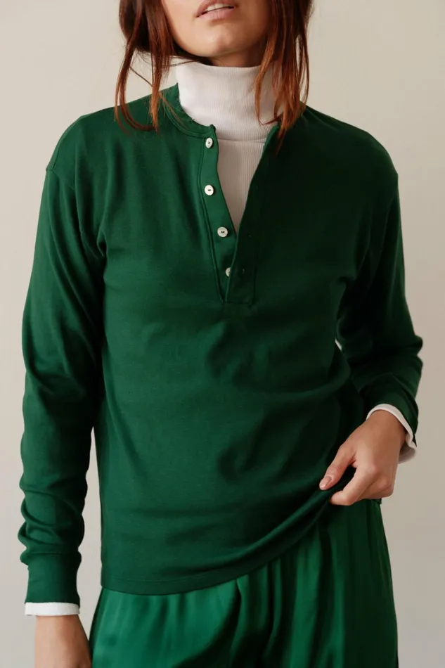Women DONNI Tops The Scallop Henley Vert