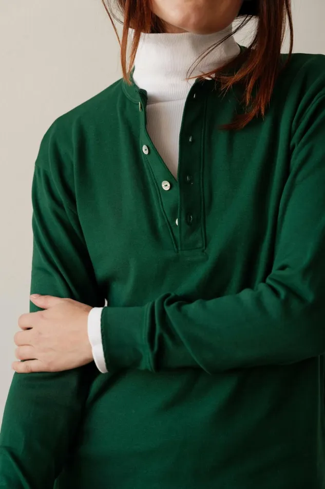 Women DONNI Tops The Scallop Henley Vert