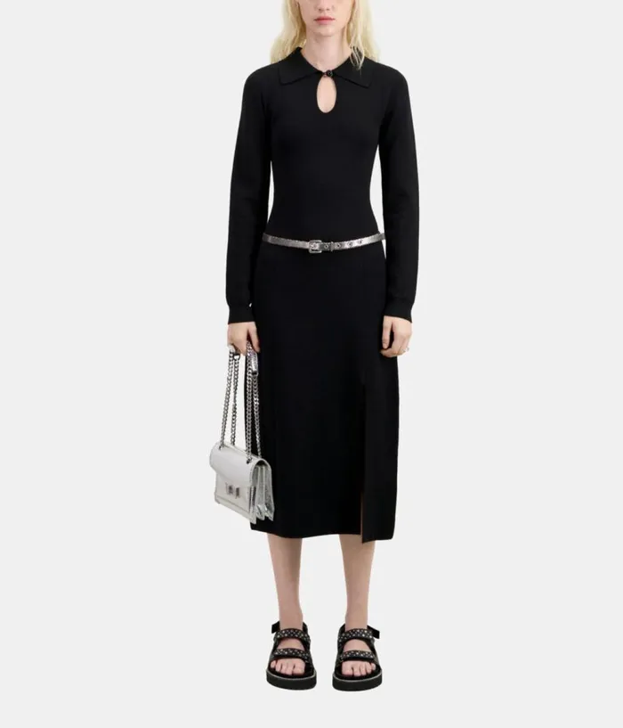Women Dresses and Jumpsuits THE KOOPLES Long Black Knit Dress Women Dresses and Jumpsuits THE KOOPLES Long Black Knit Dress
