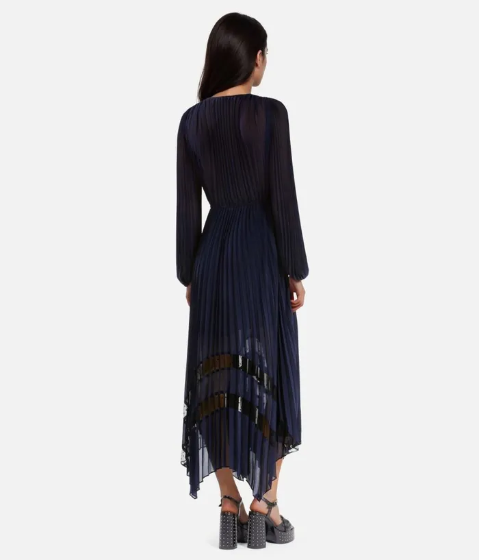 Women Dresses and Jumpsuits THE KOOPLES Long Blue Navy Pleated Dress Women Dresses and Jumpsuits THE KOOPLES Long Blue Navy Pleated Dress