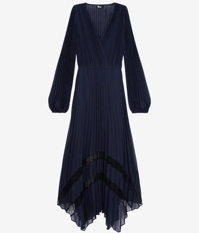 Women Dresses and Jumpsuits THE KOOPLES Long Blue Navy Pleated Dress Women Dresses and Jumpsuits THE KOOPLES Long Blue Navy Pleated Dress