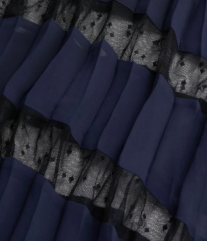 Women Dresses and Jumpsuits THE KOOPLES Long Blue Navy Pleated Dress Women Dresses and Jumpsuits THE KOOPLES Long Blue Navy Pleated Dress