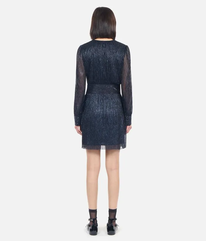 Women Dresses and Jumpsuits THE KOOPLES Navy Blue Metallic Jersey Short Dress Women Dresses and Jumpsuits THE KOOPLES Navy Blue Metallic Jersey Short Dress