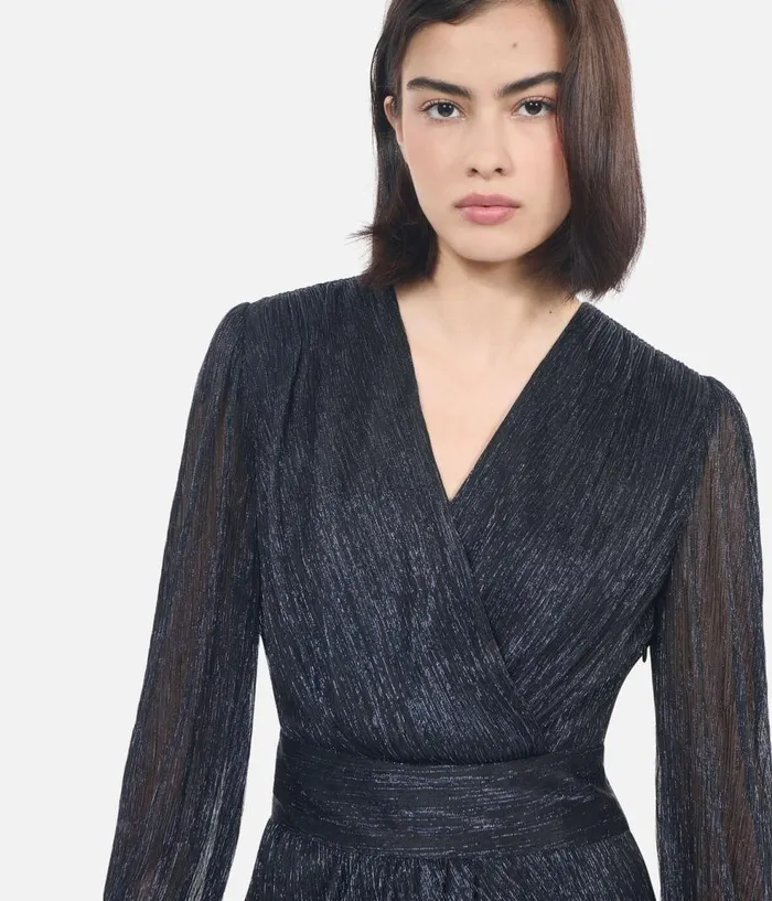 Women Dresses and Jumpsuits THE KOOPLES Navy Blue Metallic Jersey Short Dress Women Dresses and Jumpsuits THE KOOPLES Navy Blue Metallic Jersey Short Dress