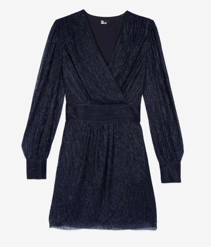 Women Dresses and Jumpsuits THE KOOPLES Navy Blue Metallic Jersey Short Dress Women Dresses and Jumpsuits THE KOOPLES Navy Blue Metallic Jersey Short Dress