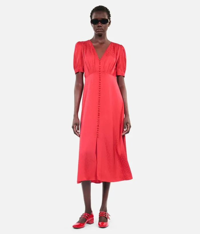 Women Dresses and Jumpsuits THE KOOPLES Red Long Dress With Buttoning