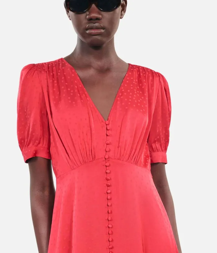 Women Dresses and Jumpsuits THE KOOPLES Red Long Dress With Buttoning Women Dresses and Jumpsuits THE KOOPLES Red Long Dress With Buttoning