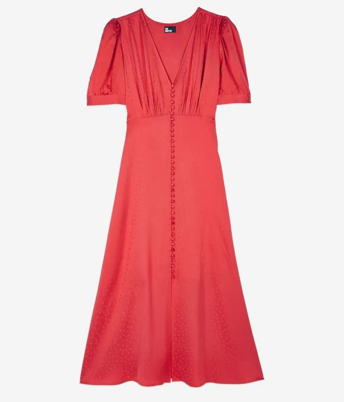 Women Dresses and Jumpsuits THE KOOPLES Red Long Dress With Buttoning Women Dresses and Jumpsuits THE KOOPLES Red Long Dress With Buttoning