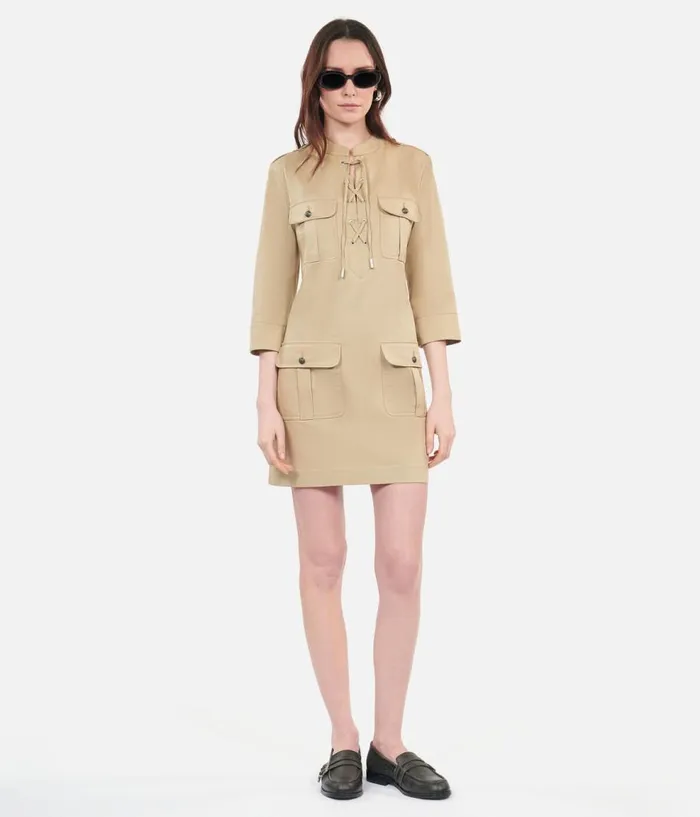 Women Dresses and Jumpsuits THE KOOPLES Short Beige Safari Dress