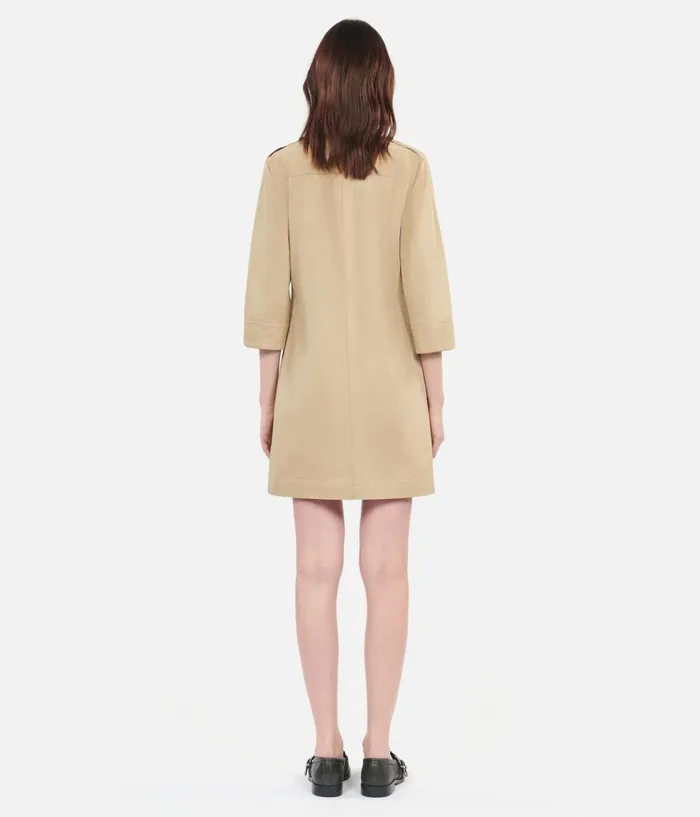 Women Dresses and Jumpsuits THE KOOPLES Short Beige Safari Dress Women Dresses and Jumpsuits THE KOOPLES Short Beige Safari Dress