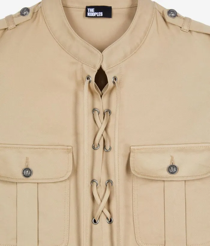 Women Dresses and Jumpsuits THE KOOPLES Short Beige Safari Dress Women Dresses and Jumpsuits THE KOOPLES Short Beige Safari Dress