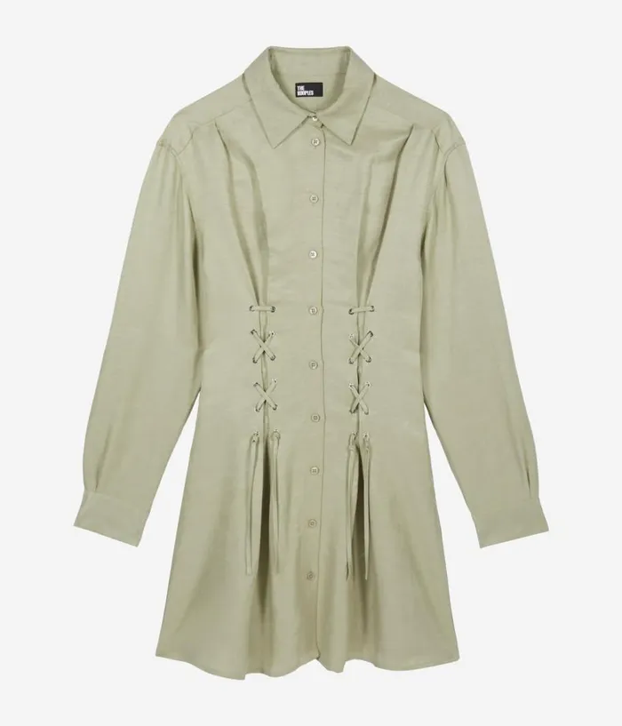 Women Dresses and Jumpsuits THE KOOPLES Short Light Green Dress With Lacing
